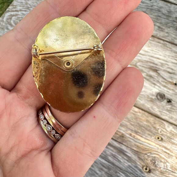 Vintage Jewelry Floral Cameo Brooch Rose Cameo Pin - Picture 2 of 2